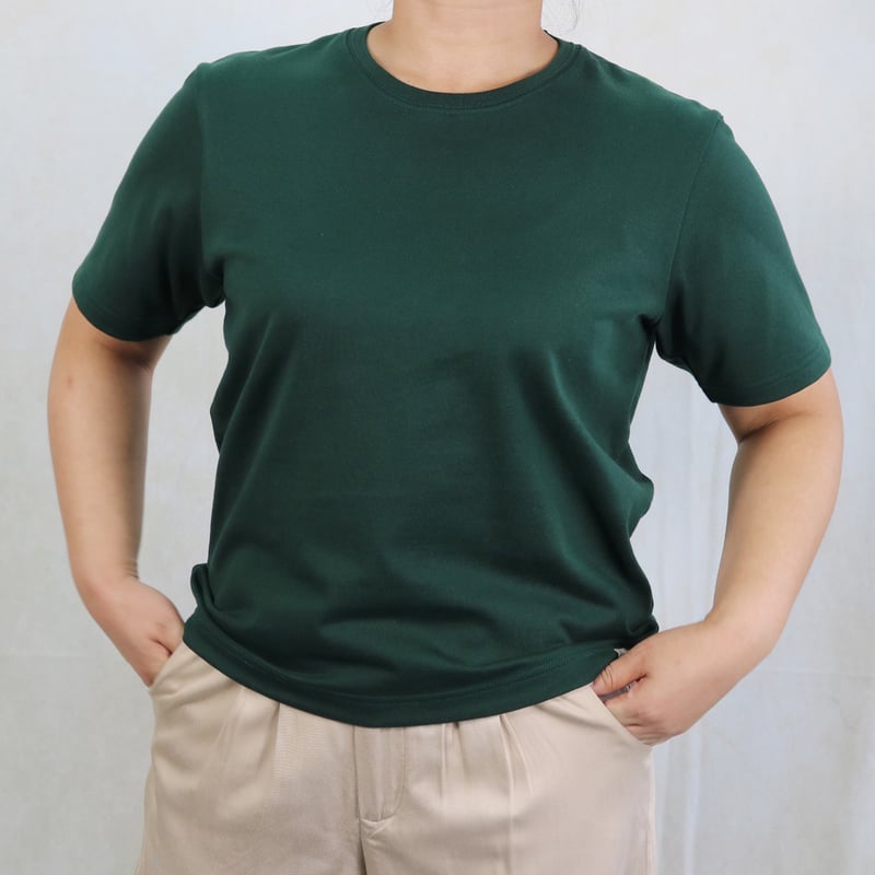 AZ-02-002 インド超長綿 半袖Tシャツ：フォレストグリーン