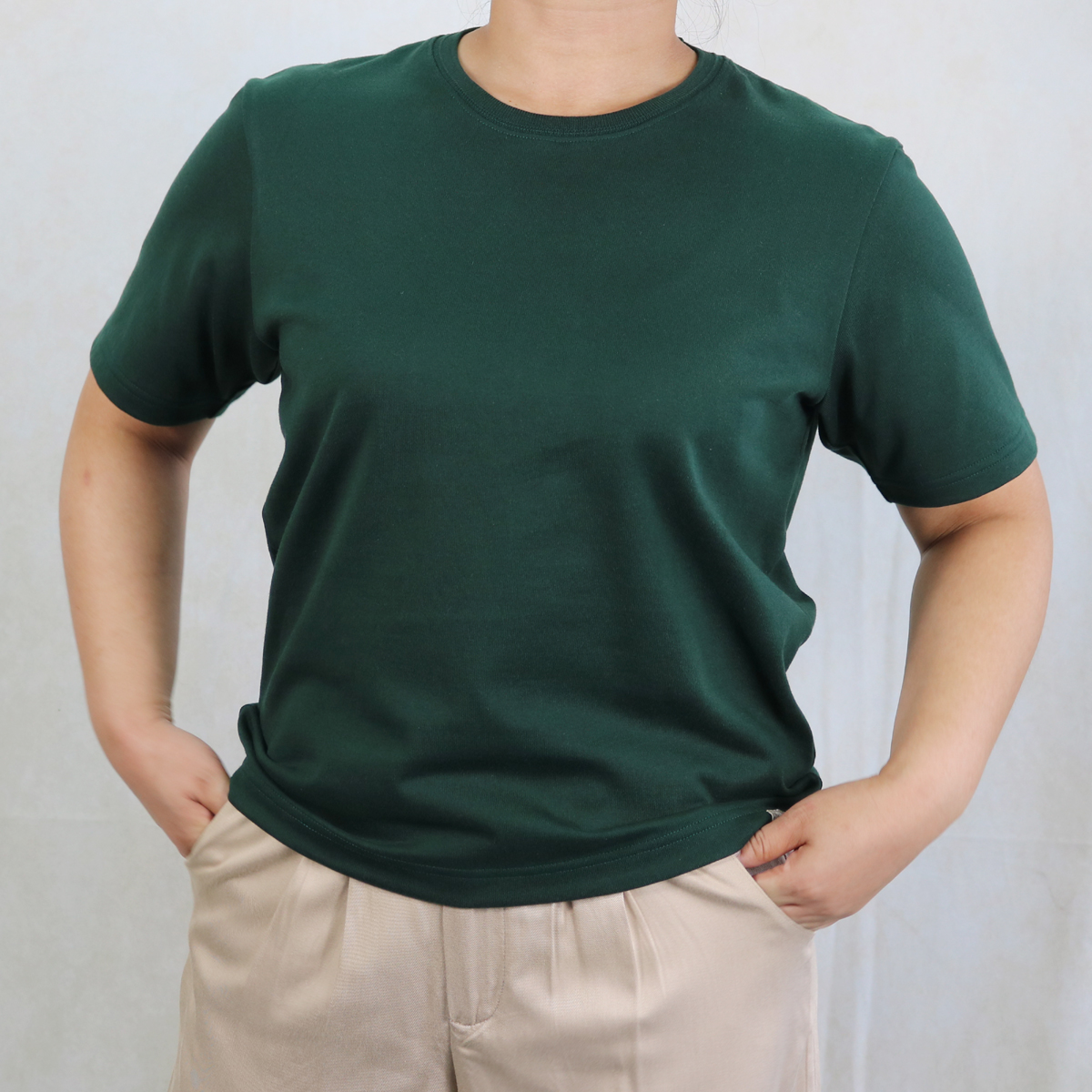 AZ-02-002 インド超長綿 半袖Tシャツ：フォレストグリーン | 亜麻色雑貨店