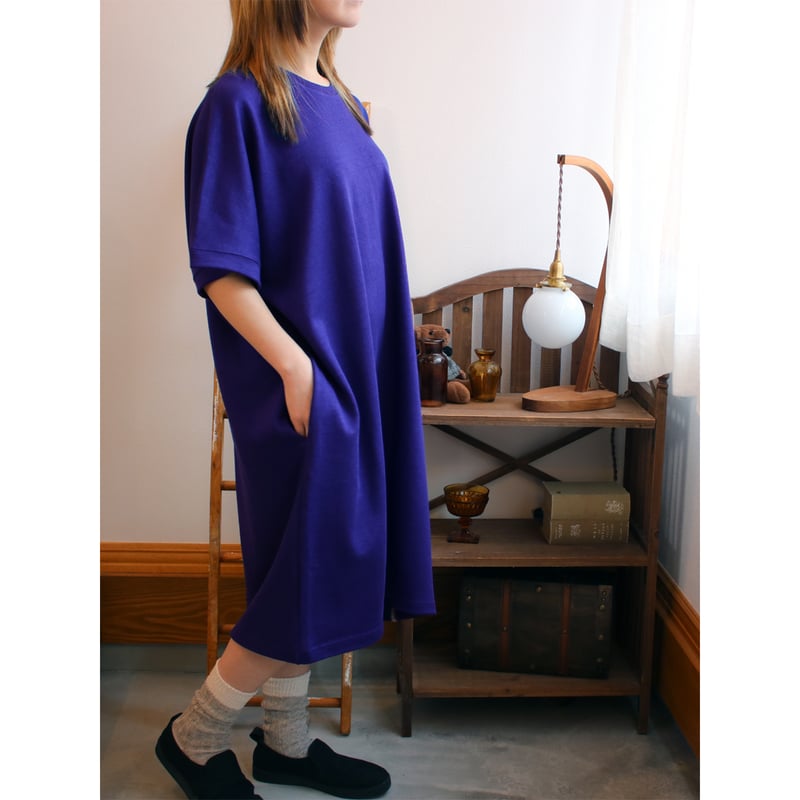 AZ-02-007 リネンコットン モモンガワンピース：pansy | 亜麻色雑貨店