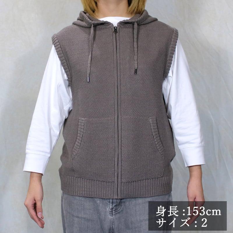 AZ-02-006 コットンウール フードベスト：Mahogany | 亜麻色雑貨店