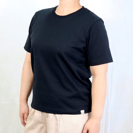 AZ-02-002 インド超長綿 半袖Tシャツ：ブラック