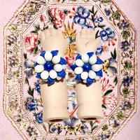 vintage earrings (1960's ) /  blue and white colour