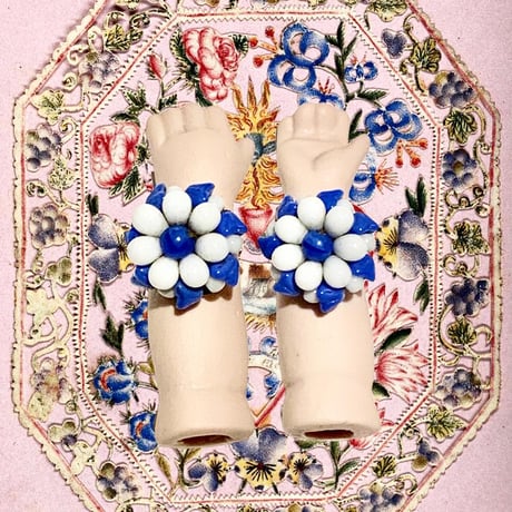 vintage earrings (1960's ) /  blue and white colour