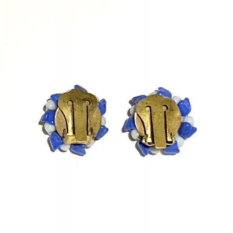 vintage earrings (1960's ) /  blue and white colour