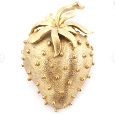 Vintage Large Strawberry Fruit Kitsch Brooch By Sphinx