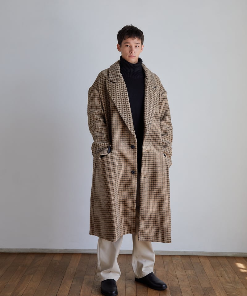 unisex / oversized check wool coat | KALENO