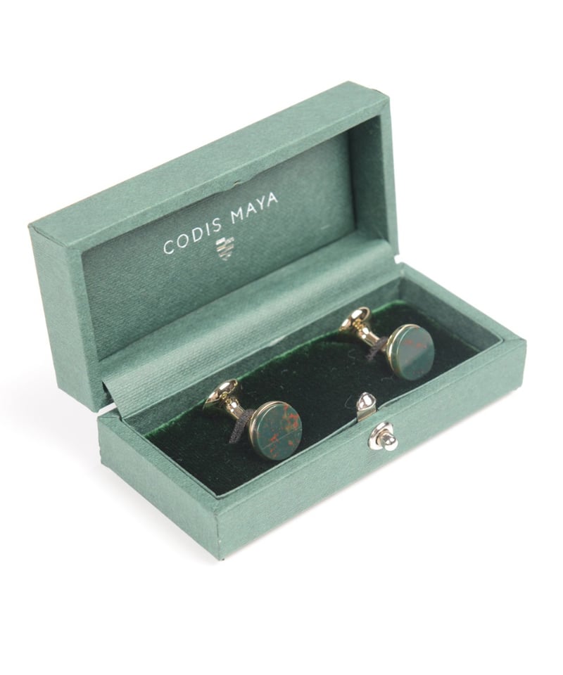 CODIS MAYA ブラッドストーン カフリンクス（18K ゴールドメッキ／英国