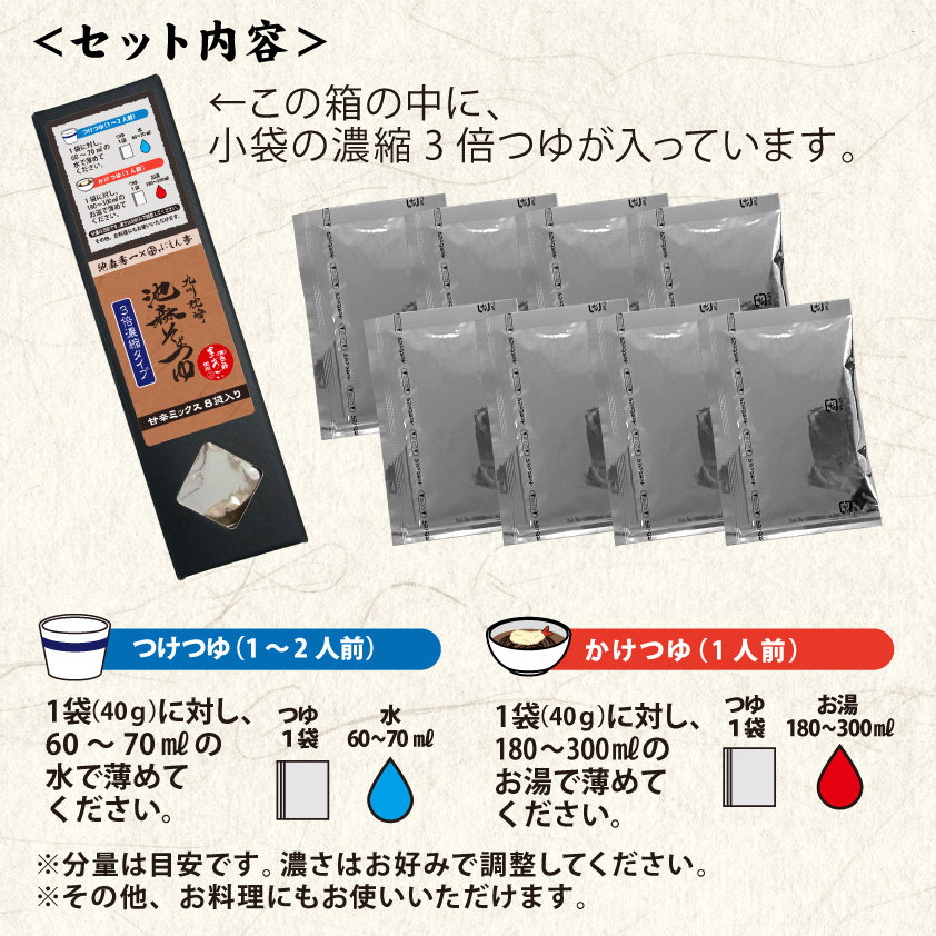 E-8 九州枕崎 池森そばつゆ 3倍濃縮【甘辛ミックス】セット[公式