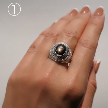 ASTROSSAリング(6条✴︎BLACKスターサファイヤ）Silver925