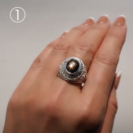 ASTROSSAリング(6条✴︎BLACKスターサファイヤ）Silver925