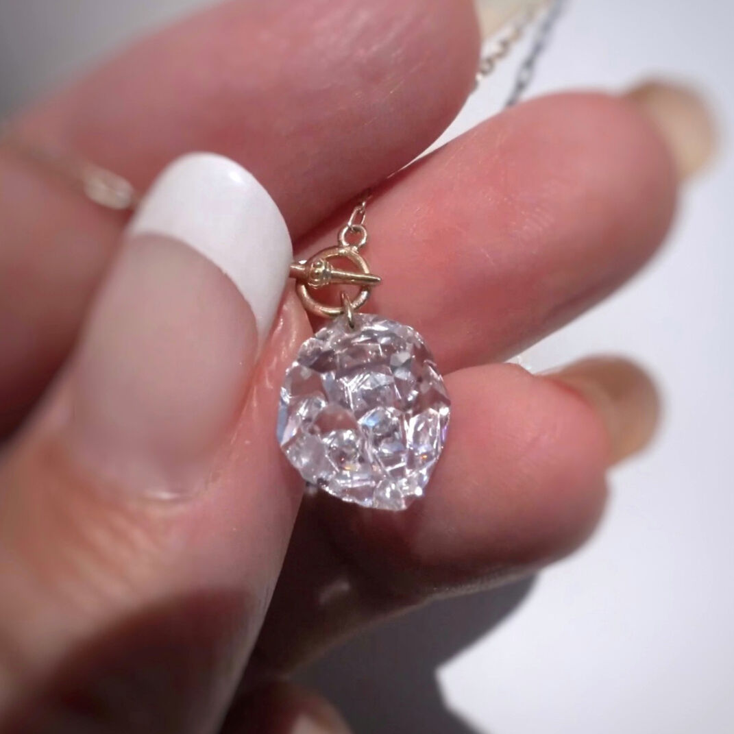 ハーキマーダイヤモンド(貫入水晶あり）18Kタイニーマントルネックレス 