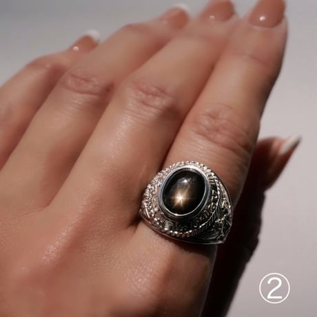 ASTROSSAリング(6条✴︎BLACKスターサファイヤ）Silver925