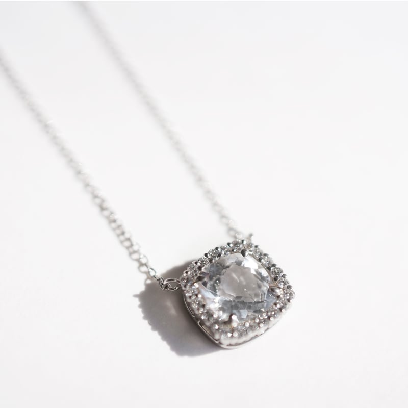 フェナカイト(マダガスカル産）＋ダイヤモンド・プラチナネックレス