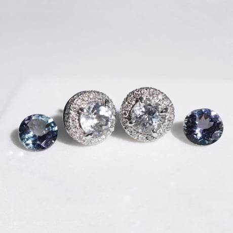 【受注生産商品】非加熱タンザナイト×ダイヤモンドピアス