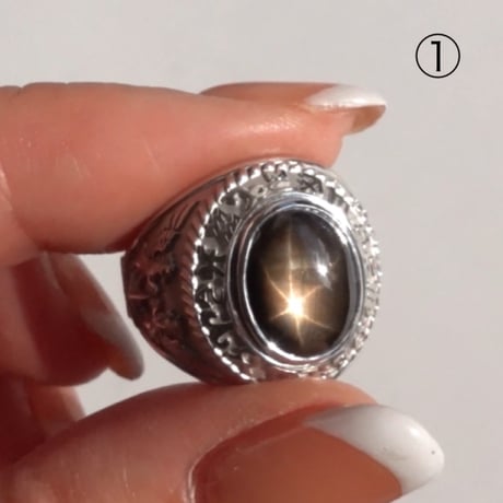 ASTROSSAリング(6条✴︎BLACKスターサファイヤ）Silver925