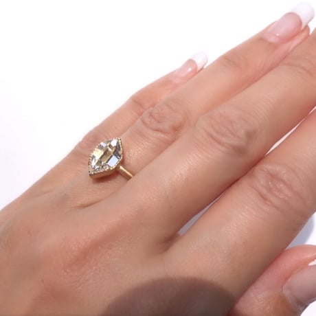 【Y様専用】ハーキマーダイヤモンド(水入り）18Kリング・フクリン留め