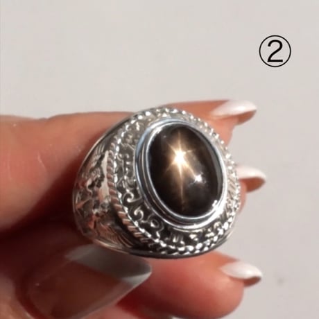 ASTROSSAリング(6条✴︎BLACKスターサファイヤ）Silver925