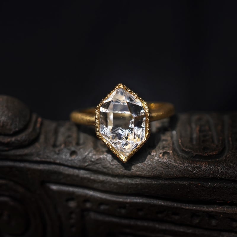 K様専用カート】ハーキマーダイヤモンド18Kリング・フクリン留め