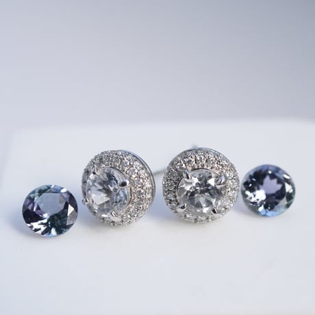 【受注生産商品】非加熱タンザナイト×ダイヤモンドピアス