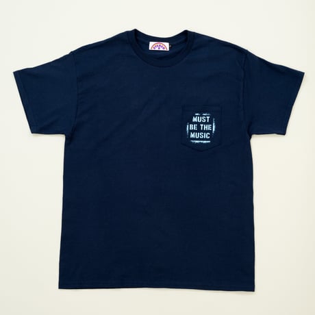 Must Be The Music Tee: Navy-Light Blue
