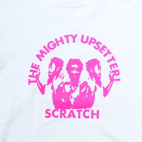 The Mighty Upsetter! Tee: Van. White - Disco Devil Pink