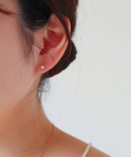 【金アレ対応】桜ピンク ジルコニアプチピアス3mm