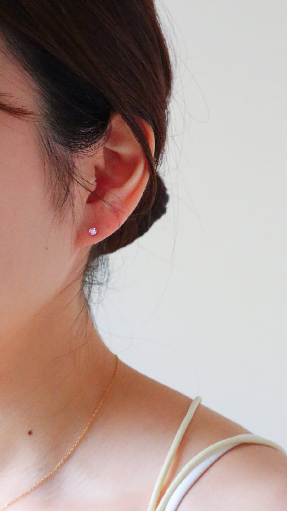 金アレ対応】桜ピンク ジルコニアプチピアス3mm | mikka