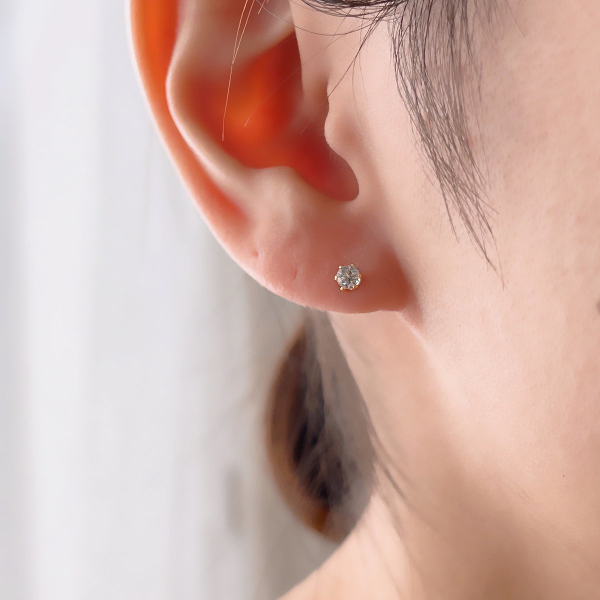 金アレ対応】Heart & Cupid ジルコニアプチピアス3mm | mikka
