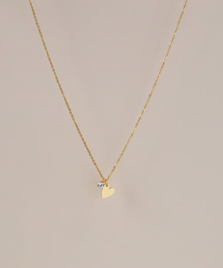 【金アレ対応】ハートチャームネックレス Heart & Cupidジルコニア(small)