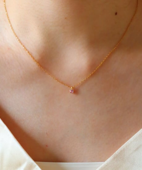 【金アレ対応】桜ピンクジルコニアネックレス 4mm