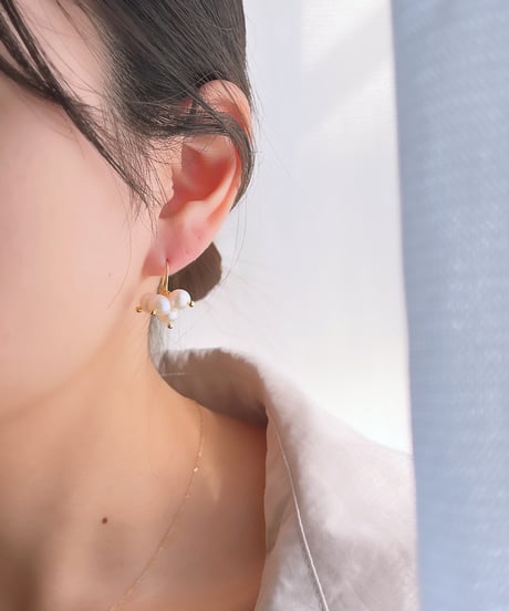 【金アレ対応】淡水パールフックピアス