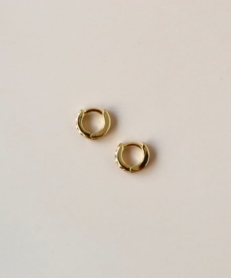 【金アレ対応】プチジルコニアフープピアス