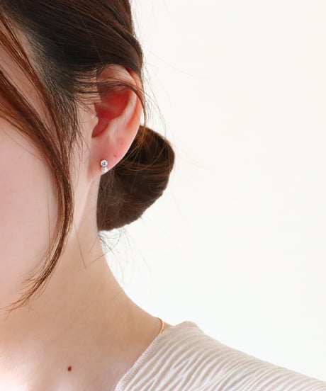 【金アレ対応】Heart & Cupid ジルコニアパールピアス 3mm(シルバーカラー)