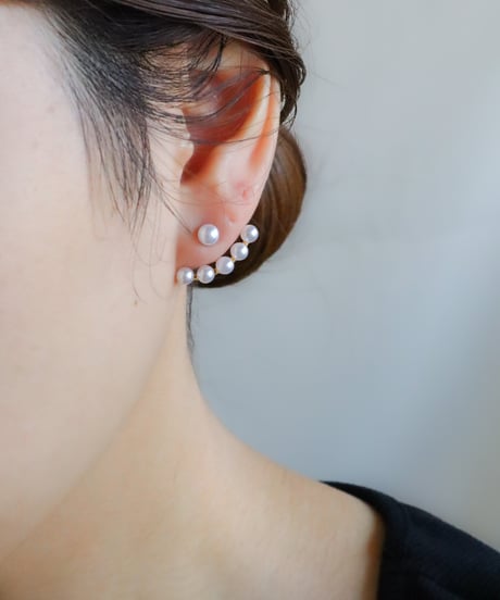 【金アレ対応】ツインパールバックキャッチピアス