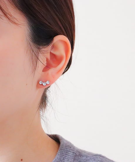 【金アレ対応】トリプルスターピアス(シルバーカラー)