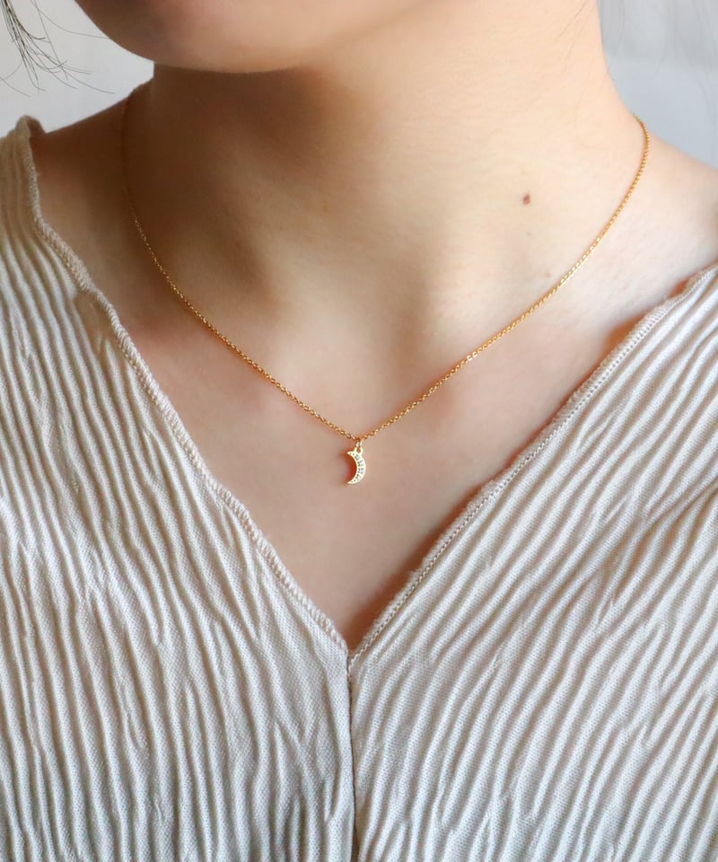 金アレ対応】ムーンジルコニアネックレス | mikka