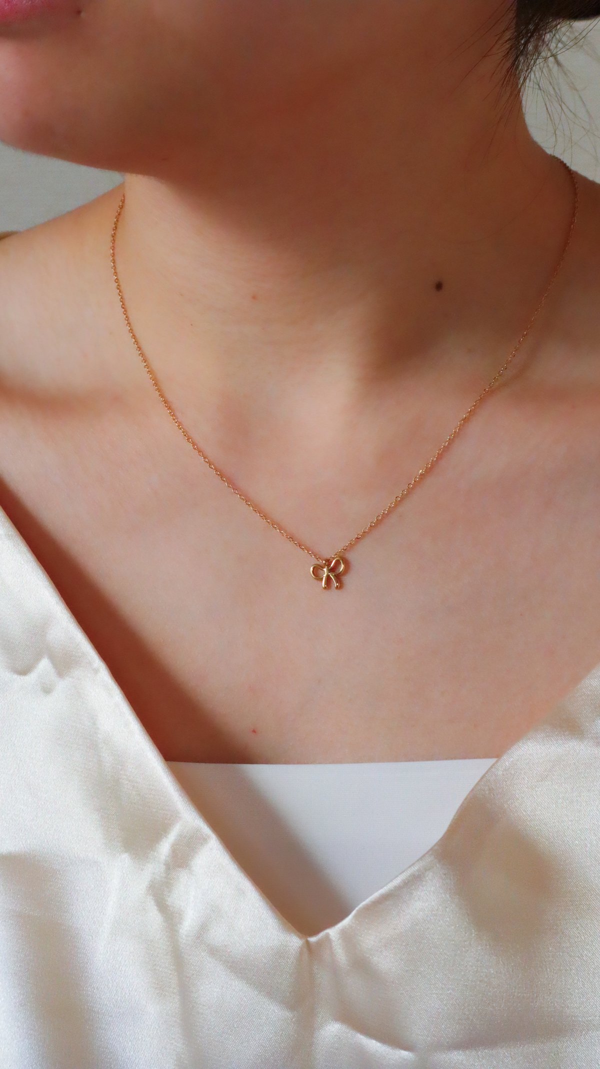 金アレ対応】リボンモチーフネックレス | mikka