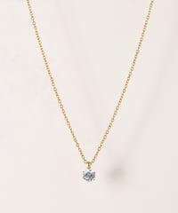 【金アレ対応】Heart & Cupid 一粒ジルコニアネックレス 4mm