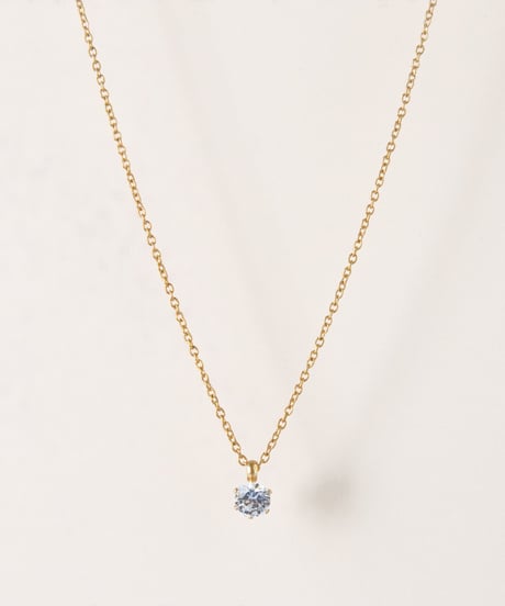 【金アレ対応】Heart & Cupid 一粒ジルコニアネックレス 4mm