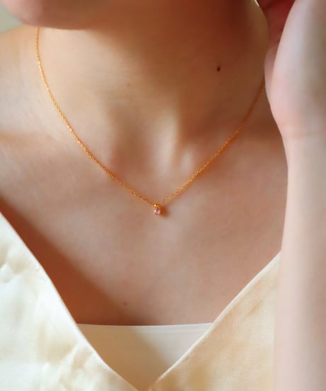 【金アレ対応】桜ピンクジルコニアネックレス 4mm