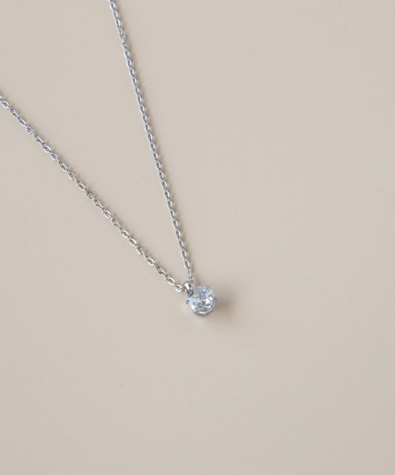 金アレ対応】Heart & Cupid 一粒ジルコニアネックレス 4mm