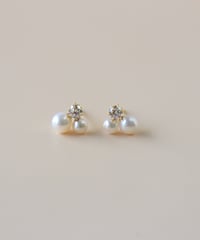【金アレ対応】リュールピアス Heart & Cupidジルコニア&AAA淡水パール