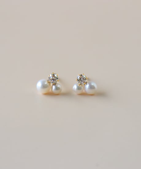 【金アレ対応】リュールピアス Heart & Cupidジルコニア&AAA淡水パール