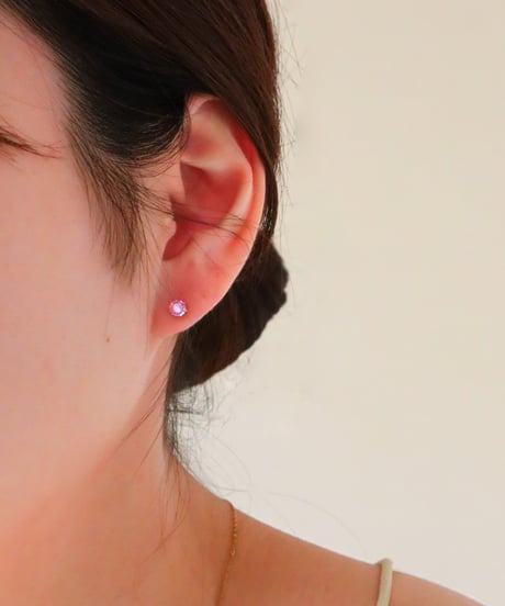 【金アレ対応】桜ジルコニアプチピアス4mm