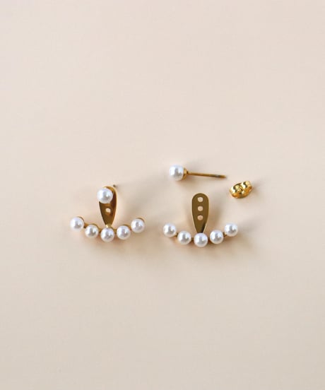 【金アレ対応】ツインパールバックキャッチピアス