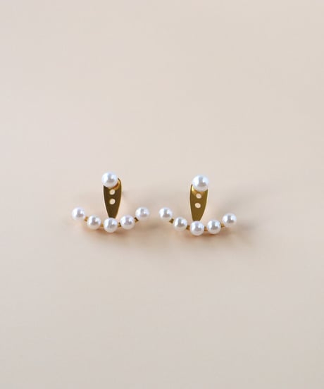【金アレ対応】ツインパールバックキャッチピアス