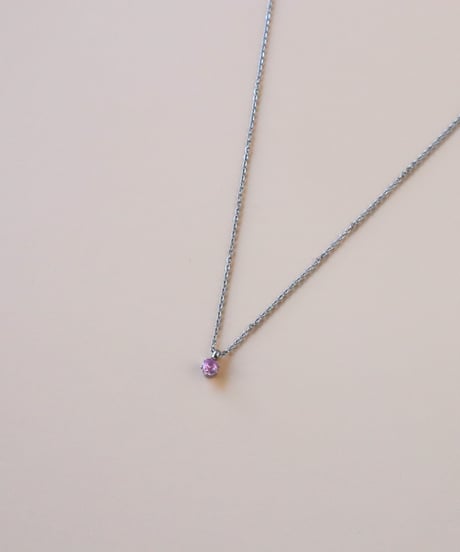 【金アレ対応】桜ピンクジルコニアネックレス 3mm シルバーカラー