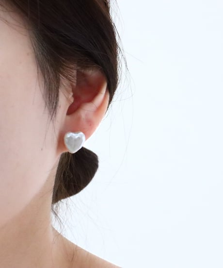 【金アレ対応】ハート淡水パールピアス