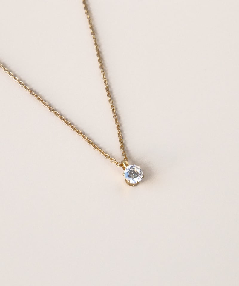 金アレ対応】Heart & Cupid 一粒ジルコニアネックレス 4mm | mikka