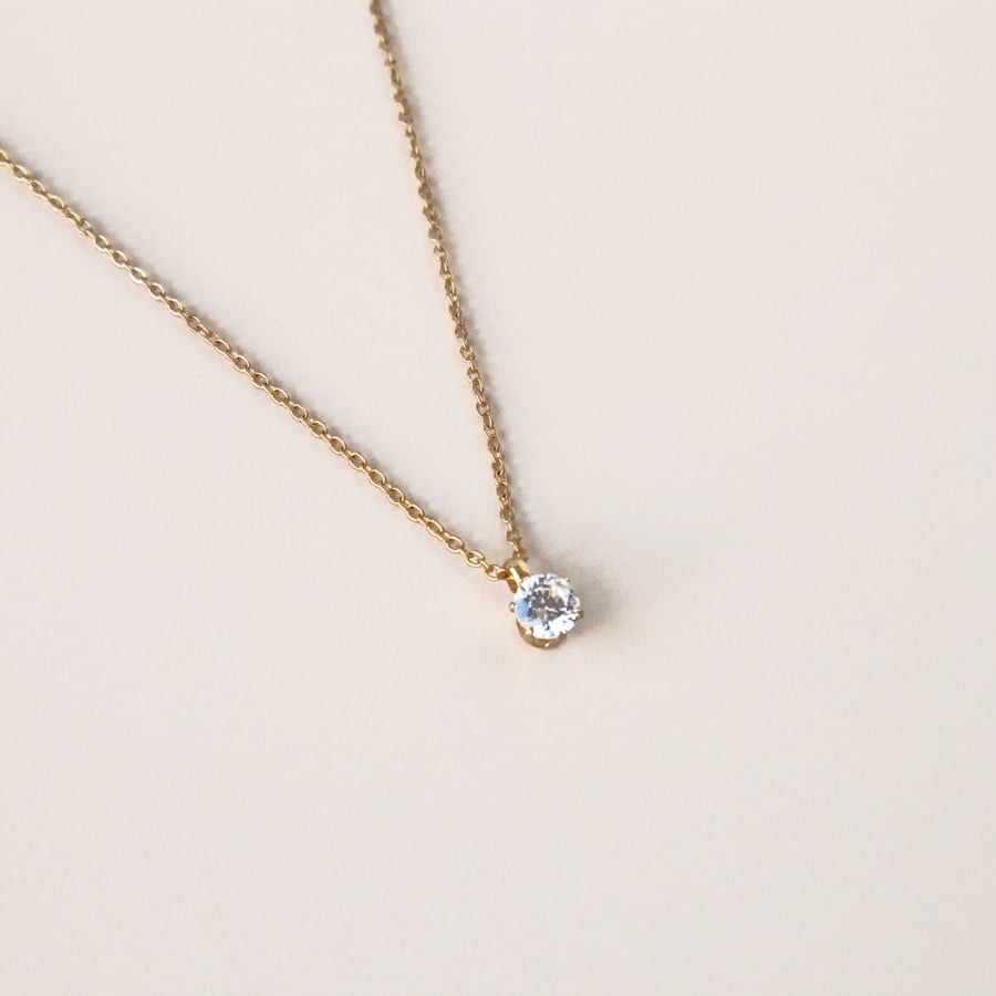 金アレ対応】Heart & Cupid 一粒ジルコニアネックレス 4mm | mikka